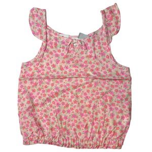 The Childrens Place Floral Ruffle Shoulder Banded‎ Waist Top Size 10/12 New